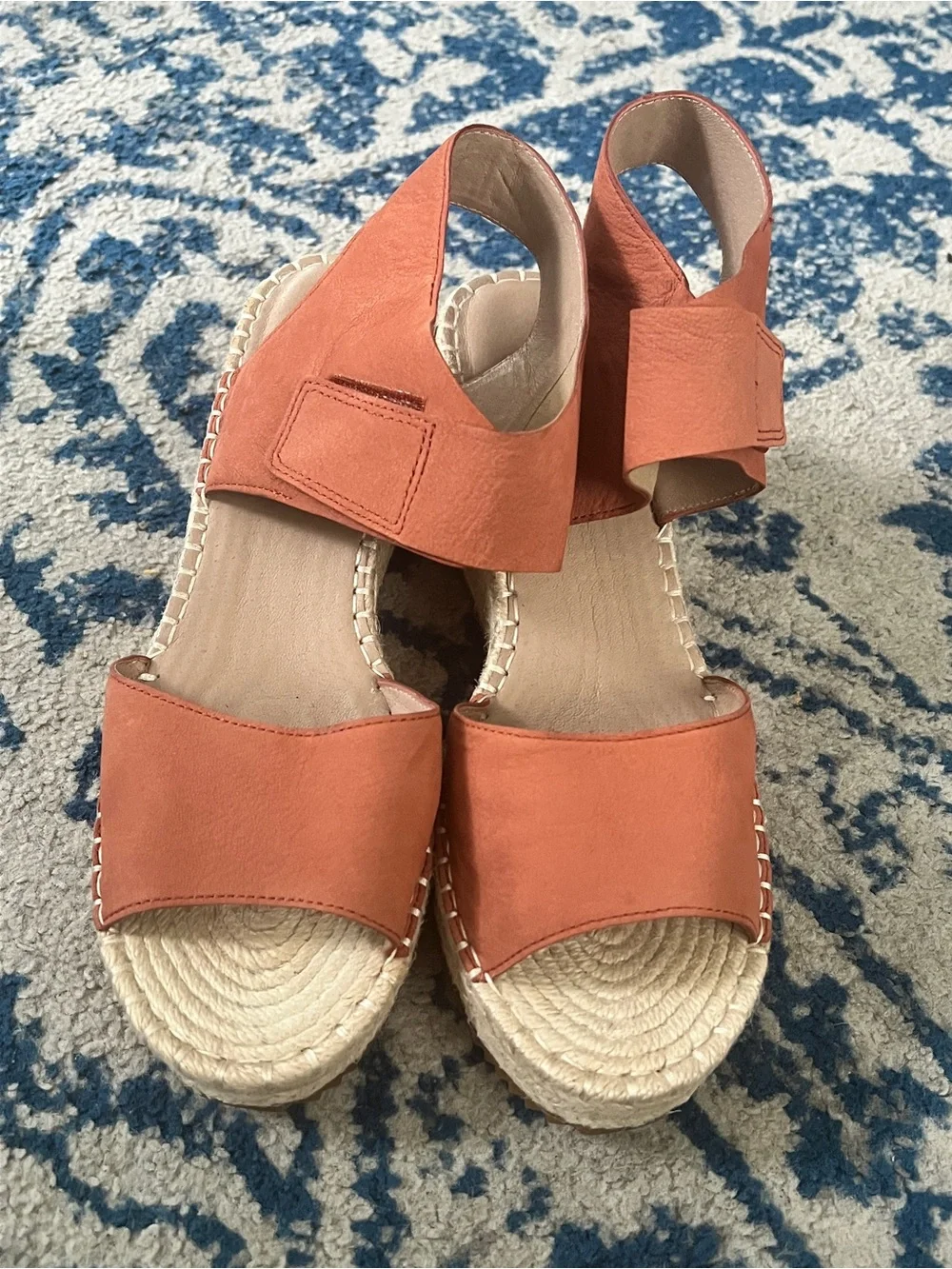 Eileen Fisher Weslia Espadrille Wedge Sandal Cider Leather Size 9 Coastal